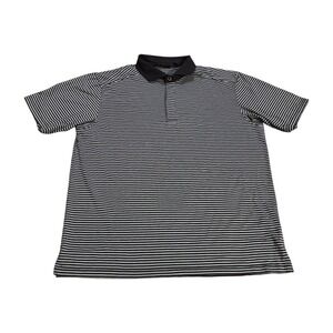 Radmor Mens Pima Cotton Striped Golf Polo Shirt Black Grey Size Large